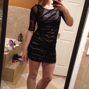 Mesh hidden animal print dress